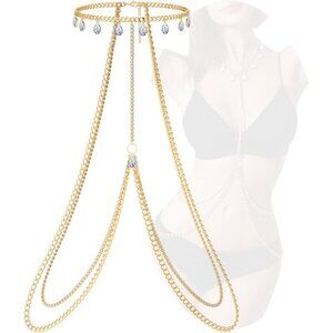🆕Women Gold Body Chains Sexy Belly Waist Chain Bikini Jewelry
